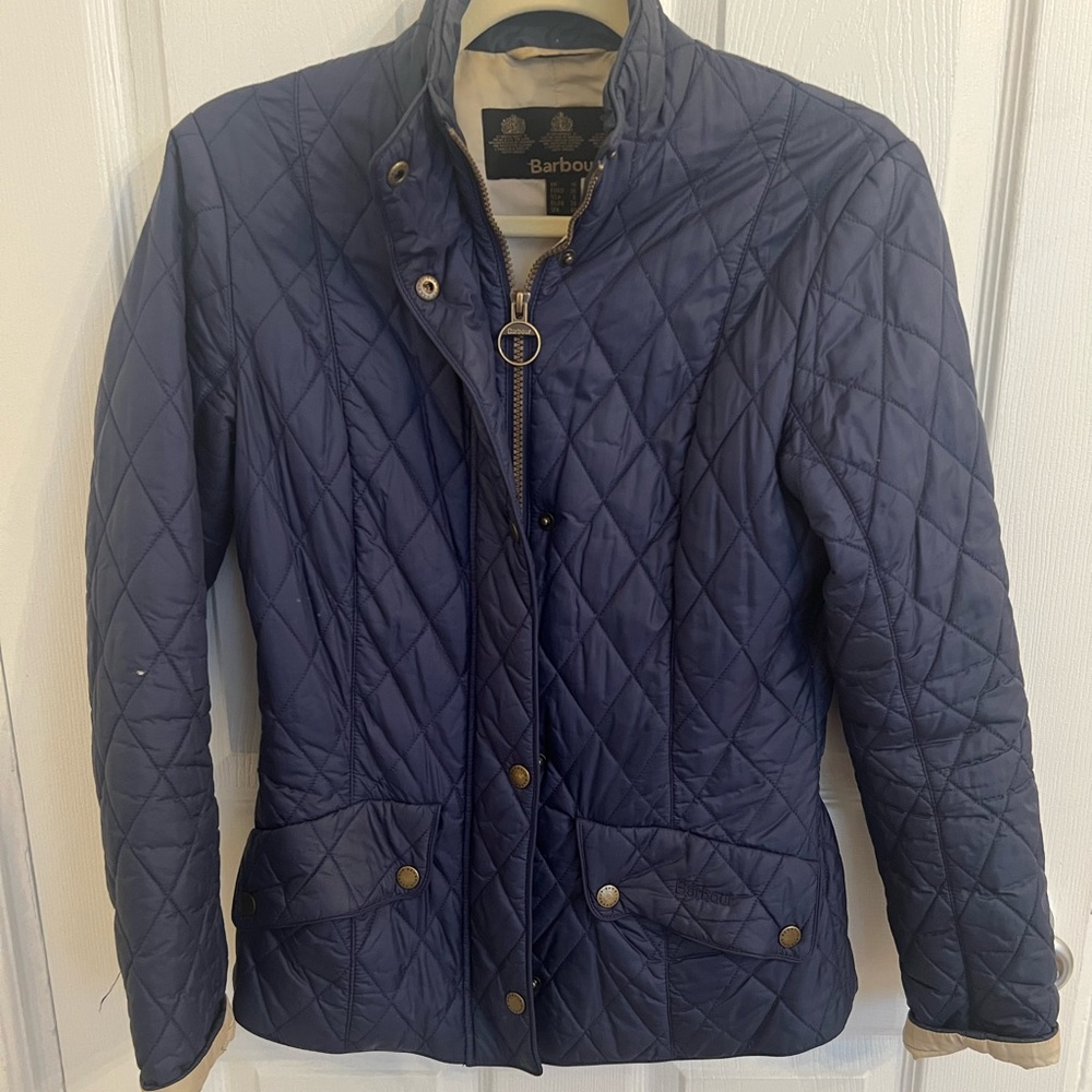 Great shape Barbour Flyweight Cavalry Quilt Jacket, Navy Blue, Size 6